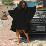 SC Plus Size Solid Color Loose Bat Sleeve Mini Dress QHMD-D3022