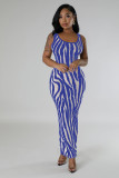 SC Zebra-Print Sleeveless Maxi Dress QHMD-3146