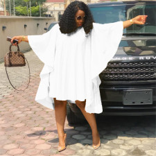 SC Plus Size Solid Color Loose Bat Sleeve Mini Dress QHMD-D3022