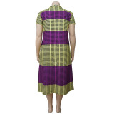 SC Plus Size Stripe Color Block Loose Midi Dress NNWF-7041