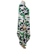 SC Plus Size Print Irregular Long Sleeve Long Dress NNWF-7084
