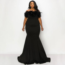 SC Plus Size Sexy Off-shoulder Slim Elegant Maxi Dress NNWF-7781