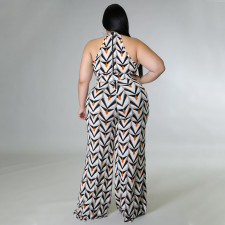 SC Plus Size Print Sleeevless Maxi Dress(With Belt) NNWF-3216