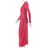 SC Long Sleeve Ruched Tight Maxi Dress GJYO-303829