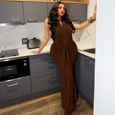 SC Sleeveless Backless Ruched Maxi Dress GJYO-303885
