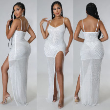SC Sexy Hot Drill Sling Split Maxi Dress GOSD-6691