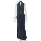SC Sleeveless Backless Ruched Maxi Dress GJYO-303885