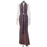 SC Sleeveless Backless Ruched Maxi Dress GJYO-303885