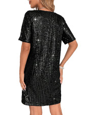 SC Short Sleeve Sequin Midi Dress GOSD-10245