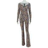SC Leopard Print Off Shoulder Jumpsuit GJYO-006308