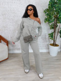 SC Long Sleeve Solid Color Two Piece Pants Set SH-391434