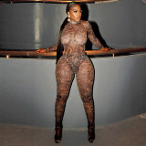 SC Mesh Long Sleeve Bodysuit Tight Two Piece Pants Set GSBD-D25ST200