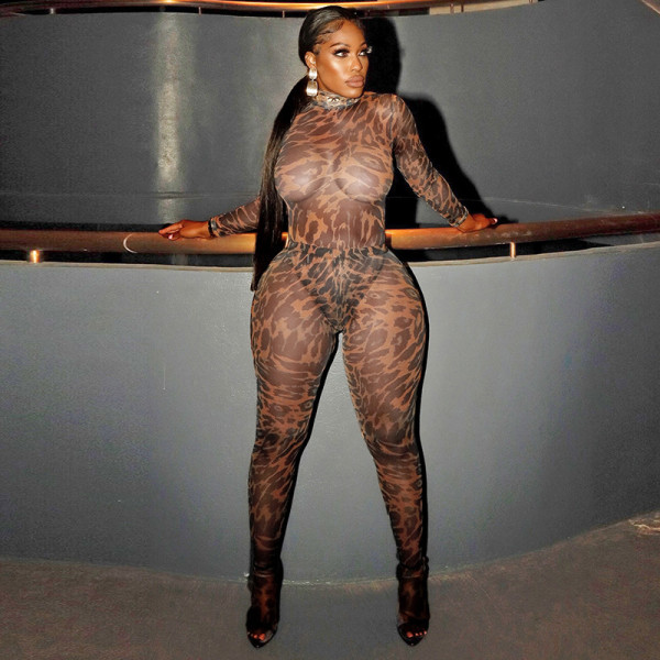 SC Mesh Long Sleeve Bodysuit Tight Two Piece Pants Set GSBD-D25ST200