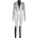 SC Solid Color Tie Up Tops Tight Fifth Pants Two Piece Set GSBD-J25ST338