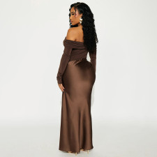 SC One Shoulder Long Sleeve Slim Maxi Dress GSZM-J25DS361