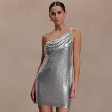 SC Sleeveless Single Shoulder Mini Dress GSZM-Q25DS459