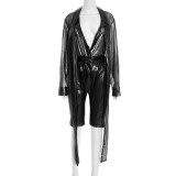 SC Solid Color Tie Up Tops Tight Fifth Pants Two Piece Set GSBD-J25ST338