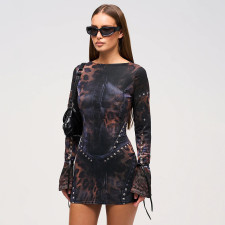 SC Long Sleeve Print Mini Dress GSZM-F24DS269