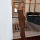 SC Solid Color Sling Square Neck Maxi Dress GSZM-D25DS511