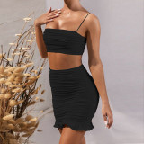 SC Sexy Sling Vest Ruched Two Piece Skirts Set YMYF-0881