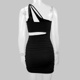 SC Hollow Out Single Shoulder Mini Dress YMYF-8925