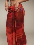 SC Retro Print Slim Long Skirts GZJF-6630