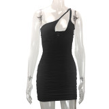 SC Ruched Slash Shoulder Mini Dress YMYF-8923