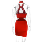 SC Halterneck Sleeveless Hollow Out Mini Dress YMYF-9239