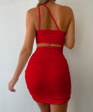 SC Hollow Out Single Shoulder Mini Dress YMYF-8925