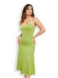 SC Backless Contrast Color Sling Midi Dress GZJF-10131