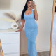 SC Solid Color Sling Maxi Dress GZJF-10133