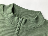 SC Fitted Ribbed Zipper Long-Sleeve Mini Dress GZJF-1177
