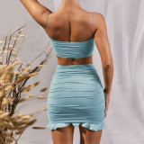 SC Sexy Sling Vest Ruched Two Piece Skirts Set YMYF-0881