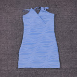 SC V Neck Tie Up Backless Mini Dress YMYF-9256