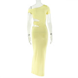 SC Sexy Solid Color Irregular Maxi Dress GJYO-303783