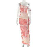 SC Sleeveless Color Block Print Maxi Dress GJYO-303705
