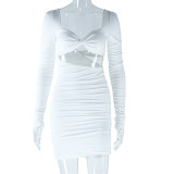 SC Long Sleeve V Neck Backless Mini Dress GJYO-756677