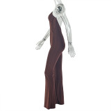 SC Solid Color Sling Backless Flare Jumpsuit GJYO-006295