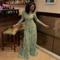 SC Long Sleeve Print Slim Maxi Dress GJYO-303661