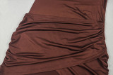 SC Solid Color Slash Neck Ruched Bodycon Dress GJYO-303759