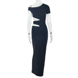 SC Sexy Solid Color Irregular Maxi Dress GJYO-303783