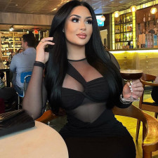 SC Mesh Patchwork Long Sleeve Bodycon Dress GJYO-297666