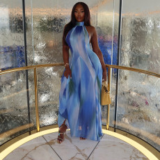 SC Print Gradient Color Sleeveless Maxi Dress GJYO-302383