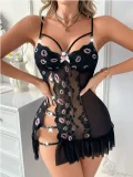 SC Lips Print Mesh See Through Split Nightdress YQ-W907