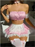 SC Uniform Temptation Maid Costume Roleplay Polka Dot Print Set YQ-T014