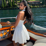 SC Haterneck Solid Color Backless Mini Dress GJYO-301365