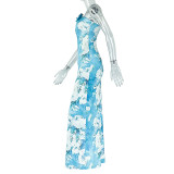 SC Print Halterneck Backless Maxi Dress GJYO-302503