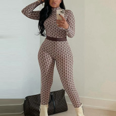SC Long Sleeve Print O Neck Jumpsuit GJYO-006001