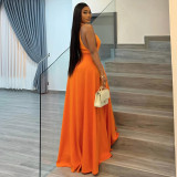 SC Solid Color Sleeveless Ruched Maxi Dress GJYO-303195