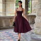 SC Square Neck Solid Color Big Swing Midi Dress GAXB-A704DS